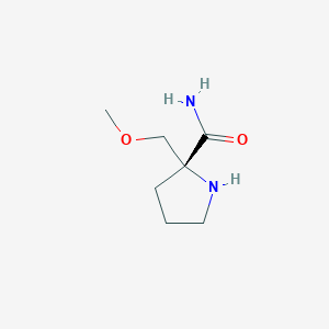 molecular formula C7H14N2O2 B8428948 (R)-2-Methoxymethyl-pyrrolidine-2-carboxylic acid amide 