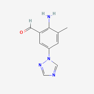 molecular formula C10H10N4O B8428975 1-(4-Amino-3-formyl-5-methylphenyl)-1,2,4-triazole 