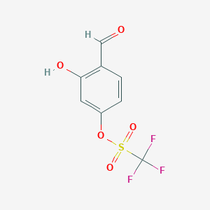 molecular formula C8H5F3O5S B8429264 Trifluoro-methanesulfonic acid 4-formyl-3-hydroxy-phenyl ester 