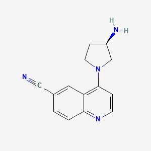 molecular formula C14H14N4 B8429291 4-((R)-3-Amino-pyrrolidin-1-yl)-quinoline-6-carbonitrile 