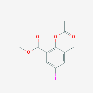 molecular formula C11H11IO4 B8429363 Methyl 2-(acetyloxy)-5-iodo-3-methylbenzoate 