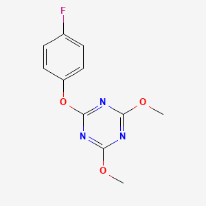 molecular formula C11H10FN3O3 B8429445 2-(4-Fluorophenoxy)-4,6-dimethoxy-1,3,5-triazine 