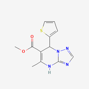 molecular formula C12H12N4O2S B8429497 6-Methoxycarbonyl-5-methyl-7-(2-thienyl)-4,7-dihydro-1,2,4-triazolo[1,5-a]pyrimidine 