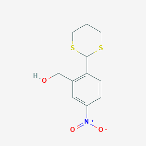 molecular formula C11H13NO3S2 B8429573 2-[1,3-Dithian-2-yl]-5-nitrobenzyl alcohol 