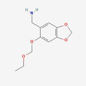 molecular formula C11H15NO4 B8429584 2-Ethoxymethoxy-4,5-methylenedioxybenzylamine 