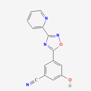 molecular formula C14H8N4O2 B8429608 3-(2-Pyridyl)-5-(3-cyano-5-hydroxyphenyl)-1,2,4-oxadiazole 