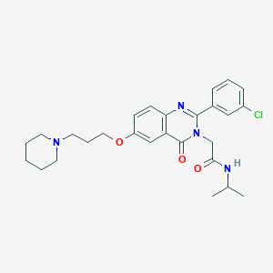 molecular formula C27H33ClN4O3 B8429623 2-(3-Chlorophenyl)-N-(1-methylethyl)-4-oxo-6-[3-(1-piperidinyl)propoxy]-3(4H)-quinazolineacetamide 