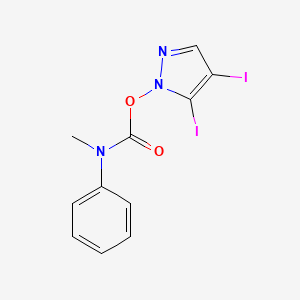molecular formula C11H9I2N3O2 B8429706 Methyl-phenyl-carbamic Acid 4,5-diiodo-pyrazol-1-yl Ester 