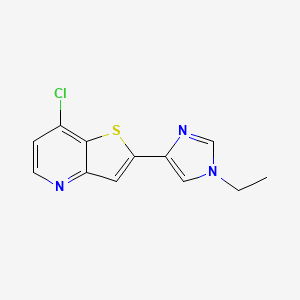molecular formula C12H10ClN3S B8429822 7-Chloro-2-(1-ethyl-1H-imidazol-4-yl)thieno[3,2-b]pyridine 