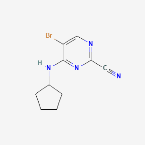 molecular formula C10H11BrN4 B8429913 5-Bromo-4-cyclopentylamino-pyrimidine-2-carbonitrile 