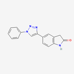 molecular formula C16H12N4O B8429959 5-(1-phenyl-1H-1,2,3-triazol-4-yl)indolin-2-one 