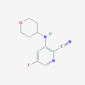 molecular formula C11H12FN3O B8430124 2-Cyano-5-fluoro-3-(tetrahydropyran-4-yl)aminopyridine 