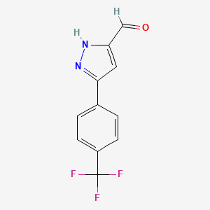 molecular formula C11H7F3N2O B8430148 3-[4-(trifluoromethyl)phenyl]-1H-pyrazole-5-carbaldehyde 