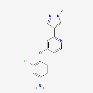 molecular formula C15H13ClN4O B8430177 3-chloro-4-(2-(1-methyl-1H-pyrazol-4-yl)pyridin-4-yloxy)benzenamine 