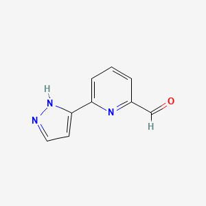 molecular formula C9H7N3O B8430253 6-(1H-pyrazol-3-yl)pyridine-2-carbaldehyde 