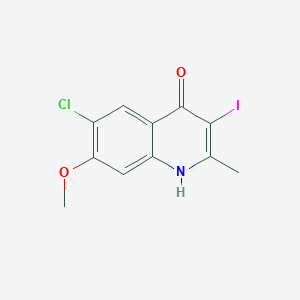 molecular formula C11H9ClINO2 B8430320 6-chloro-3-iodo-7-methoxy-2-methylquinolin-4(1H)-one 