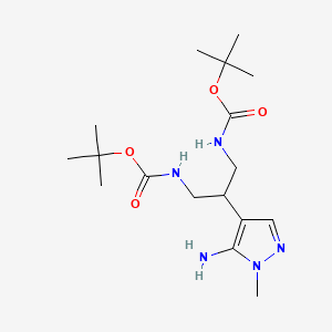 molecular formula C17H31N5O4 B8430337 di-tert-butyl [2-(5-amino-1-methyl-1H-pyrazol-4-yl)-1,3-propanediyl]biscarbamate 