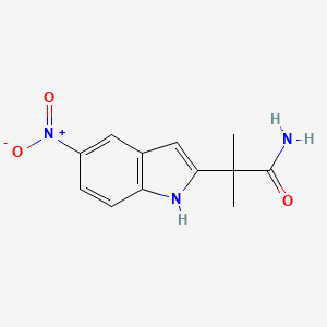 molecular formula C12H13N3O3 B8430357 2-methyl-2-(5-nitro-1H-indol-2-yl)propanamide 