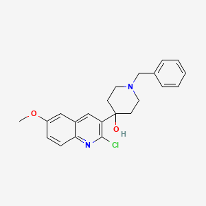 molecular formula C22H23ClN2O2 B8430375 1-Benzyl-4-(2-chloro-6-methoxyquinolin-3-yl)piperidin-4-ol 