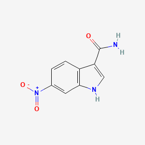 molecular formula C9H7N3O3 B8430554 6-nitro-1H-indole-3-carboxylic acid-amide 