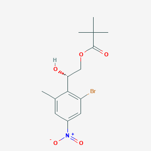 molecular formula C14H18BrNO5 B8430564 (S)-2-(2-Bromo-6-methyl-4-nitrophenyl)-2-hydroxyethyl pivalate 