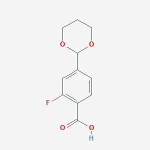 molecular formula C11H11FO4 B8430815 4-[1,3]Dioxan-2-yl-2-fluorobenzoic acid 