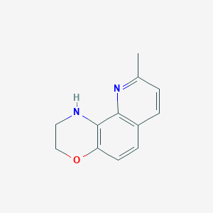 molecular formula C12H12N2O B8430909 9-methyl-2,3-dihydro-1H-[1,4]oxazino[2,3-h]quinoline 