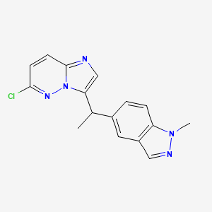 molecular formula C16H14ClN5 B8430933 6-Chloro-3-[1-(1-methyl-1H-indazol-5-yl)-ethyl]-imidazo[1,2-b]pyridazine 