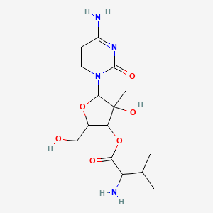 molecular formula C15H24N4O6 B8431001 2-amino-3-methyl-butyric acid 5-(4-amino-2-oxo-2H-pyrimidin-1-yl)-4-hydroxy-2-hydroxymethyl-4-methyl-tetrahydro-furan-3-yl ester 