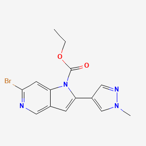molecular formula C14H13BrN4O2 B8431049 Ethyl-6-bromo-2-(1-methyl-1H-pyrazol-4-yl)-1H-pyrrolo[3,2-c]pyridine-1-carboxylate 