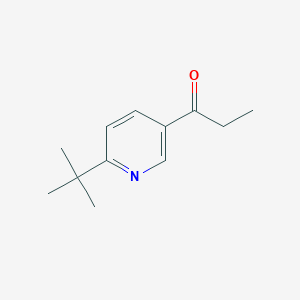 molecular formula C12H17NO B8431106 1-[6-tert-Butylpyridin-3-yl]propan-1-one 