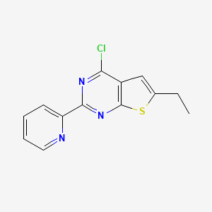 molecular formula C13H10ClN3S B8431549 4-Chloro-2-(pyridin-2-yl)-6-ethyl-thieno-[2,3-d]-pyrimidine 