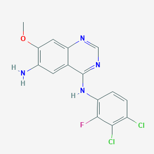 molecular formula C15H11Cl2FN4O B8431727 N4-(3,4-dichloro-2-fluorophenyl)-7-methoxyquinazoline-4,6-diamine 
