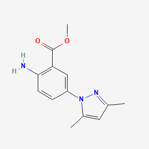 molecular formula C13H15N3O2 B8431753 Methyl 2-amino-5-(3,5-dimethyl-pyrazol-1-yl)-benzoate 
