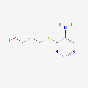 molecular formula C7H11N3OS B8432093 3-((5-Aminopyrimidin-4-yl)thio)propan-1-ol 