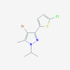 molecular formula C11H12BrClN2S B8432194 4-bromo-3-(5-chloro-2-thienyl)-1-isopropyl-5-methyl-1H-pyrazole 