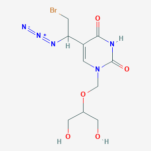 molecular formula C10H14BrN5O5 B8432224 1-[1-(Hydroxymethyl)-2-hydroxyethoxymethyl]-5-(1-azido-2-bromoethyl)uracil 