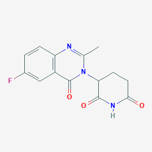 molecular formula C14H12FN3O3 B8432255 3-(6-fluoro-2-methyl-4-oxo-4H-quinazolin-3-yl)-piperidine-2,6-dione 