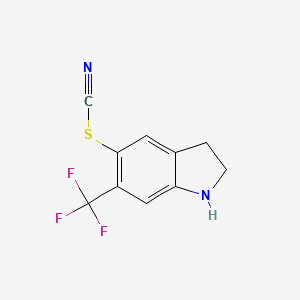 molecular formula C10H7F3N2S B8432367 Thiocyanic acid, 2,3-dihydro-6-(trifluoromethyl)-1H-indol-5-yl ester 