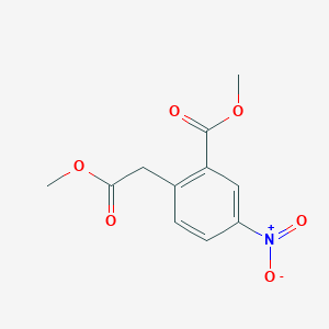 molecular formula C11H11NO6 B8432540 2-Methoxycarbonylmethyl-5-nitro-benzoic acid methyl ester 