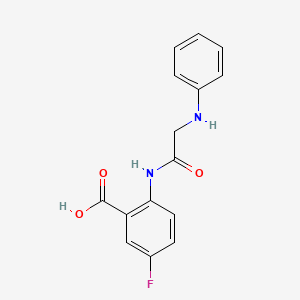 molecular formula C15H13FN2O3 B8432638 5-Fluoro-2-[(N-phenylamino)acetamido]benzoic acid 