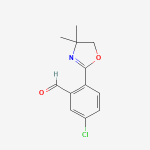molecular formula C12H12ClNO2 B8432654 2-(4-Chloro-2-formylphenyl)-4,4-dimethyl-4,5-dihydrooxazole 