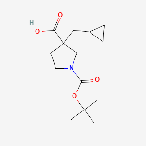 molecular formula C14H23NO4 B8432956 1-(t-Butoxycarbonyl)-3-(cyclopropylmethyl)pyrrolidine-3-carboxylic acid 