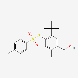 molecular formula C19H24O3S2 B8433025 S-[2-Tert-butyl-4-(hydroxymethyl)-5-methylphenyl] 4-methylbenzenesulfonothioate 