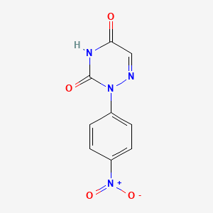 molecular formula C9H6N4O4 B8433074 2-[4-Nitrophenyl]-1,2,4-triazine-3,5(2H,4H)-dione 