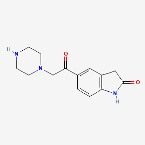 molecular formula C14H17N3O2 B8433128 5-[2-(1-Piperazinyl)acetyl]oxindol 