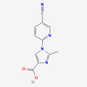 molecular formula C11H8N4O2 B8433240 1-(5-Cyanopyridin-2-yl)-2-methyl-1H-imidazole-4-carboxylic acid 
