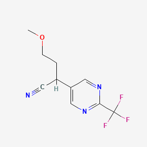 molecular formula C10H10F3N3O B8433259 4-Methoxy-2-(2-(trifluoromethyl)pyrimidin-5-yl)butanenitrile 