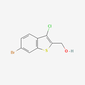molecular formula C9H6BrClOS B8433346 6-Bromo-3-chloro-2-hydroxymethylbenzo[b]thiophene 