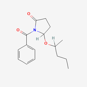 molecular formula C16H21NO3 B8433732 (+-)-1-Benzoyl-2-(1-methylbutoxy)-2-pyrrolidinone CAS No. 136410-19-0